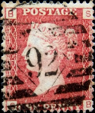 Великобритания 1864 год . Королева Виктория 1 p , пл. 93 . Каталог 2,75 фунтов . (012)  